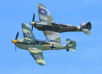 G-BWUE @ EGSU - 45. G-BWUE and ML407 at the IWM Spring Airshow, May 2013.