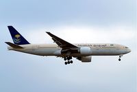 HZ-AKH @ EGLL - Boeing 777-268ER [28351] (Saudi Arabian Airlines) Home~G 25/05/2013. On approach 27L. - by Ray Barber