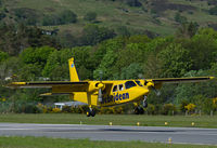 G-HEBS @ EGEO - The 16.30 flight from Islay lands at Oban Airport.