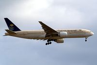 HZ-AKI @ EGLL - Boeing 777-268ER [28352] (Saudi Arabian Airlines) Home~G 27/08/2011. On approach 27L. - by Ray Barber