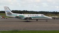 M-WOOD @ EGFH - Visiting Citation Bravo waiting for passengers to arrive. - by Roger Winser
