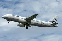 SX-DGI @ LOWL - Aegean Airlines Airbus A320-232 with sticker www.visitgreece.gr take off in LNZ/LOWL