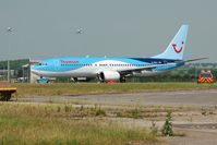 G-FDZJ @ EGFF - Thomson's B738 departing for Paphos International, Cyprus. - by Roger Winser
