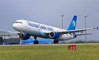 G-OMYJ @ EGFF - Thomas Cook Airbus A321, cs Kestrel 7924, departing to Dalaman.