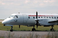 SE-KCT @ ESKN - Saab 340A operated by Stockholmsplanet.com parked at Nyköping Skavsta airport, Sweden. - by Henk van Capelle