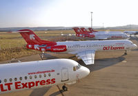 D-AFKA @ EDDR - Stored since End of January 2013. From front to rear to see  D-AOLH; D-AFKA; D-AFKB; D-AFKF and D-AOLH.