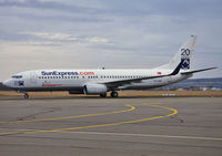 TC-SNF @ EDDR - Taxiing in to the Apron via Taxiways C and now B.
