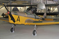 G-AFBS @ EGSU - Miles M-14A Hawk Trainer 3. In the AirSpace hangar, Imperial War Museum Duxford, July 2013. - by Malcolm Clarke