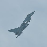 ZK344 - Off airport. Typhoon coded BQ of 29(R) Squadron RAF displaying on the first day of the Wales National Air Show, Swansea Bay, UK. - by Roger Winser