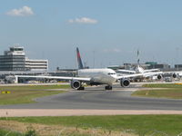 N852NW @ EGCC - Delta Air Lines Airbus N852NW Taxiing at Manchester Airport. - by David Burrell