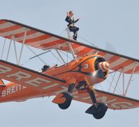 SE-BOG - Off airport. Aerosuperbatics Boeing Stearman Kaydet (Breitling 3) displaying on the first day of the Wales National Air Show, Swansea Bay, UK - by Roger Winser