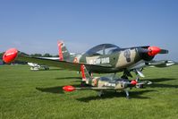 D-EDUR @ EDLG - This Marchettig performed an unusual and very entertaining mirror display together with its small twin brother. Unfortunately the model aicraft suffered loss of control and crashed at the end of the day. - by Joop de Groot