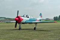 G-TYAK @ EGBR - Bacau Yak-52 at The Real Aeroplane Company's Wings & Wheels Fly-In, Breighton Airfield, July 2013. - by Malcolm Clarke