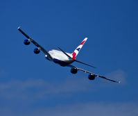 G-XLEA @ EGFF - BA's Airbus A380-841, callsign Speedbird 9151 wing waggling en route to Stanstead.