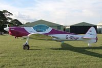 G-SWIP @ X5FB - Silence Twister. A member of the SWIP Twister Team prior to a local late evening light display. Fishburn Airfield, July 2013. - by Malcolm Clarke