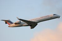 F-GRZL @ LFRB - Bombardier CRJ-700, Take off rwy 07R, Brest-Bretagne Airport (LFRB-BES) - by Yves-Q