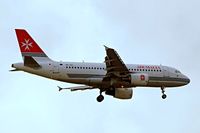 9H-AEL @ EGLL - 9H-AEL   Airbbus A319-111 [2332] (Air Malta) Home~G 11/07/2012. On approach 27L former clour scheme.