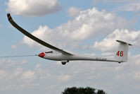 G-CJUF @ X55S - Schempp-Hirth Ventus 2CT being launched for a cross country flight during The Northern Regional Gliding Competition, Sutton Bank, North Yorks, August 2nd 2013. - by Malcolm Clarke