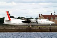 OO-VLM @ EGLC - OO-VLM   Fokker F-50 [20135] (Cityjet) London City~G 15/06/2010. Just departing.