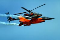J-015 @ EGVA - The Dutch Air Force F16 display aircraft escorting their Apache demonstrator!