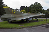 35515 - Saab J-35F Draken, Coded 49,  Ex GIA at Stockholm-Arlanda. Gate Guard at AirBorne Systems Europe (ex IrvinGQ). - by Derek Flewin