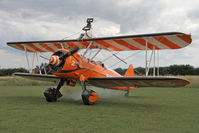 N74189 @ X5FB - Stearman PT-17-R985 Kaydet (A75N1) during a re-fuelling stop at Fishburn Airfield, July 2013. - by Malcolm Clarke