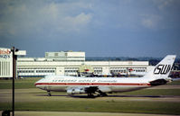 N748WA @ LHR - Boeing 747-273C of Seaboard World preparing to depart from Heathrow in the Summer of 1979. - by Peter Nicholson