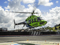 N4999 @ BMS - Wellmont One Air Transport touches down at the Bristol Motor Speedway helipad.