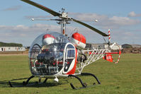 G-BAXS @ EGBR - Bell 47G-5 at The Real Aeroplane Club's Helicopter Fly-In, Breighton Airfield, September 22 2013. - by Malcolm Clarke
