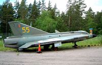 35477 @ ESCF - SAAB J-35F Draken [35477] Linkoping-Malmen~SE 31/05/2002. Now been repainted and on a pole alongside the E4 Motorway junction 114 with code of 35. - by Ray Barber