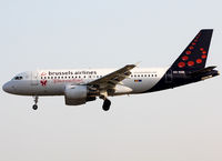 OO-SSB @ LEBL - Landing rwy 25R with additional 'Tomorrowland' titles - by Shunn311