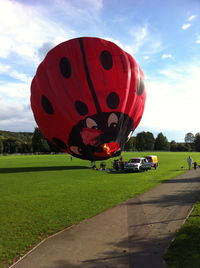 G-BWDH - Inflation prior to take-off from the playing fields, Tidworth, Wiltshire on Saturday 5 October 2013 - by David Campion
