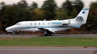 N848DM @ 4B8 - Citation N848DM slowing down after arriving on Runway 2 from Burlington, Vermont. - by Mark K.