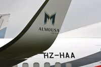 HZ-HAA @ EGHH - Wingtip detail -Almousa VIP.fly - by John Coates