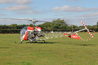 G-BAXS @ EGBR - Bell 47G-5 at The Real Aeroplane Club's Helicopter Fly-In, Breighton Airfield, September 22 2013. - by Malcolm Clarke