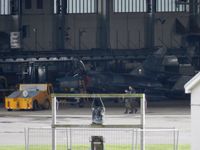 2 @ EGQL - 17F Super Etendard being pushed back into the hanger after the flying programme for the day was cancelled due to cross winds - by Mike stanners