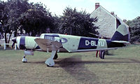 F-BLYU @ LFFQ - Nord N.1101 Noralpha [18] La Ferte Alais~F 16/07/1982. Wearing marks D-BLYU for film purposes. Taken from a slide.