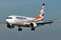 OK-TVY @ LOWL - Smart Wings / Travel Service Boeing B737-8Q8 final approach in LOWL/LNZ