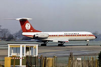 YU-AJS @ EGSS - Tupolev Tu-134A-1 [48370] (Aviogenex) Stansted~G 30/03/1977. This was written off 3 days after this image was taken. Taken from a slide.