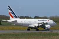 F-GUGA @ LFRB - Airbus A318-111, Reverse thrust landing rwy 07R, Brest-Bretagne Airport (LFRB-BES) - by Yves-Q