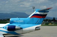 RA-42365 @ LOWG - Russian Yakovlev Yak-42D on the tarmac at LOWG, Graz - by Paul H