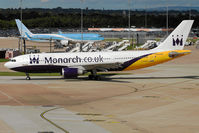 G-MONS @ EGCC - Monarch Airlines Airbus A300B4-605R taxi to takeoff