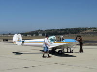 N6527Q @ CMA - 1966 Alon A-2, Continental C90 90 Hp, spotting the aircraft on the airshow ramp - by Doug Robertson