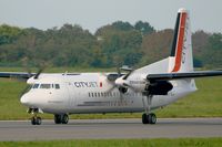 OO-VLJ @ LFRB - Fokker 50, Taxiing to holding point Rwy 07R, Brest-Bretagne Airport (LFRB-BES) - by Yves-Q