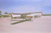 N9843T @ KPJY - Pinkneyville-Du Quoin airport, summer '83. - by John Williams