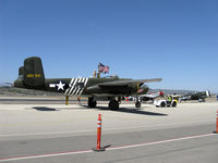 N30801 @ CMA - 1944 North American  TB-25N MITCHELL 'Executive Sweet', two Wright Cyclone R-2600s 1,700 Hp each, spotting the aircraft - by Doug Robertson