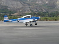 N8667H @ SZP - 1947 North American NAVION, Continental I0-520 285 hp upgrade, liftoff Rwy 22 - by Doug Robertson
