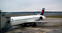 N907DA @ KRIC - At the gate after arriving from ATL, Richmond - by Ronald Barker