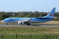 OO-JAU @ LFRB - Boeing 737-8K5, Landing Rwy 7R, Brest-Bretagne Airport (LFRB-BES) - by Yves-Q