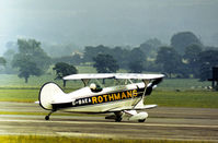 G-BAEA @ EGCD - Pitts S-2A of the Rothmans aerobatic display team preparing for action at the 1973 Woodford Airshow. - by Peter Nicholson